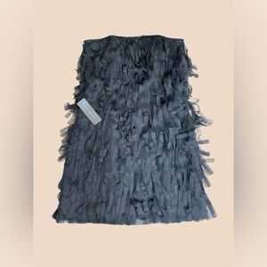 NWT Ann Taylor Formal Strapless Tulle Fringe Dress in Black Sz 10